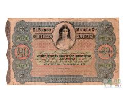 EA22.02-728 Uruguay PS292 20 Pesos 1870 Fine (4)